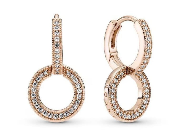 Pendientes doble aro brillantes