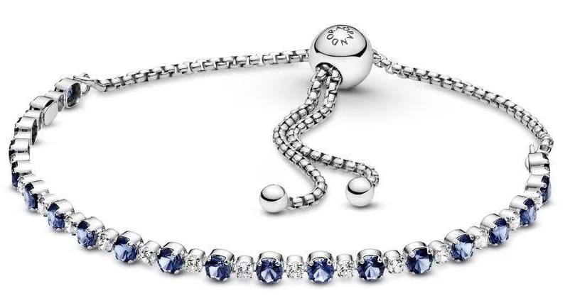 Pulsera con brillos azules y transparentes más cierre deslizante