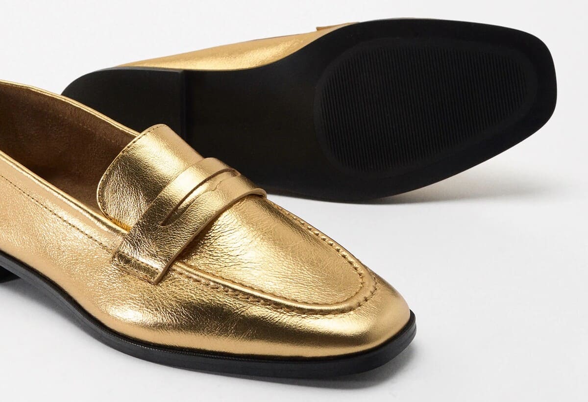 Mocasines de piel metalizados