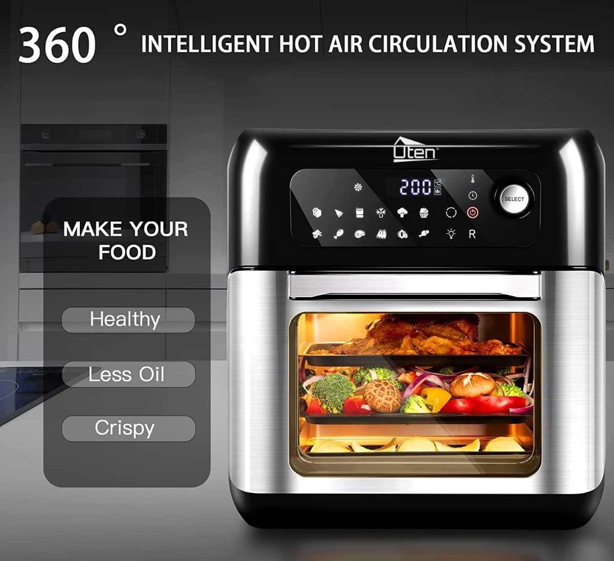 Uten Freidora de aire sin aceite 10L y horno de aire caliente en Amazon