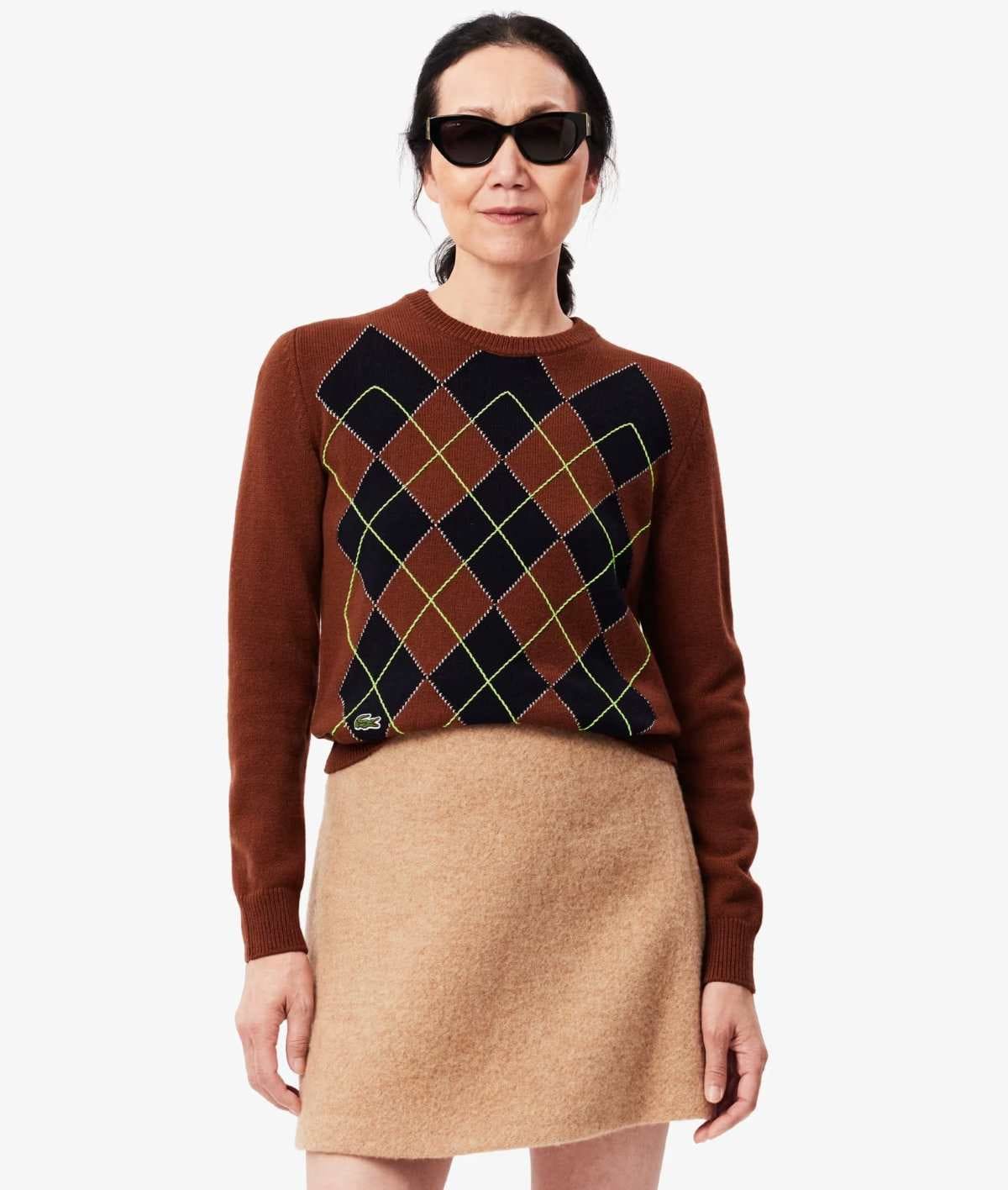 Jersey bordado de intarsia con motivo de rombos de Lacoste