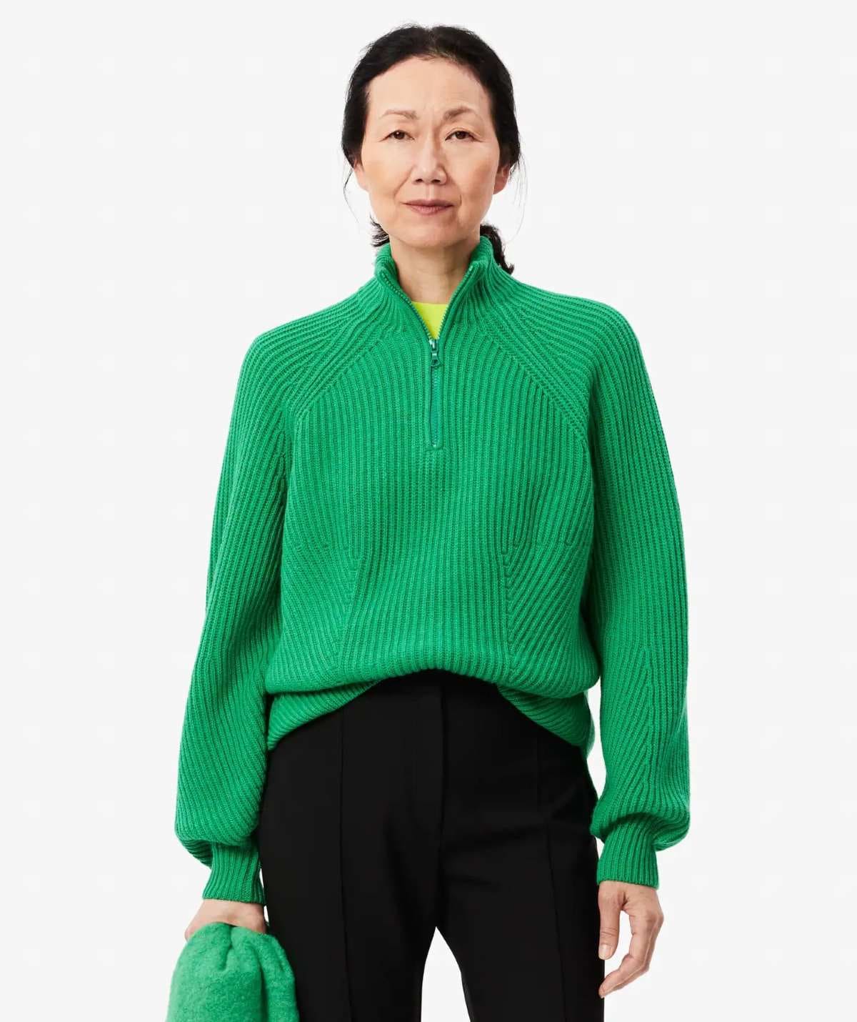 Jersey de canalé de punto perla de lana con de Lacoste