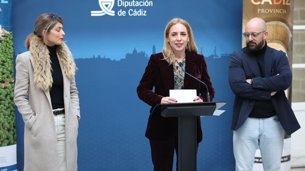 La presidenta de la Diputación, Almudena Martínez, durante su intervención | Cristo García