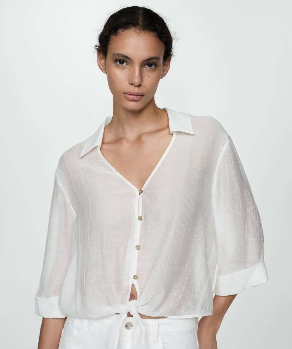 Blusa manga acampanada lazo de Mango