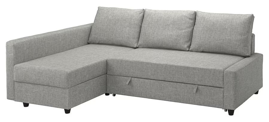 El nuevo sofá cama con chaise longue en color gris claro FRIHETEN de Ikea