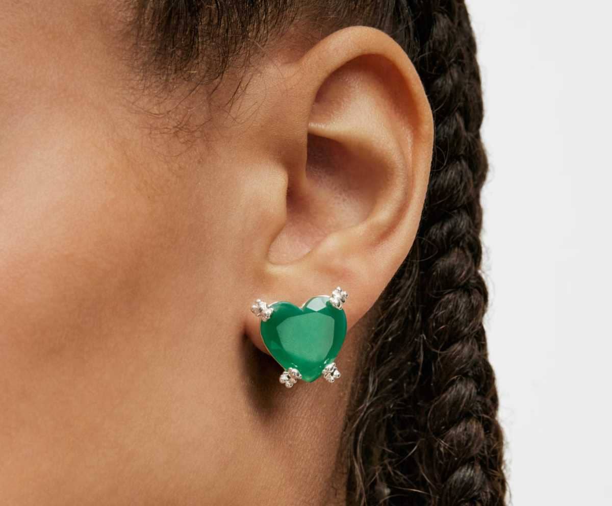 Pendientes corazón de plata y calcedonia tratada Color Pills de TOUS