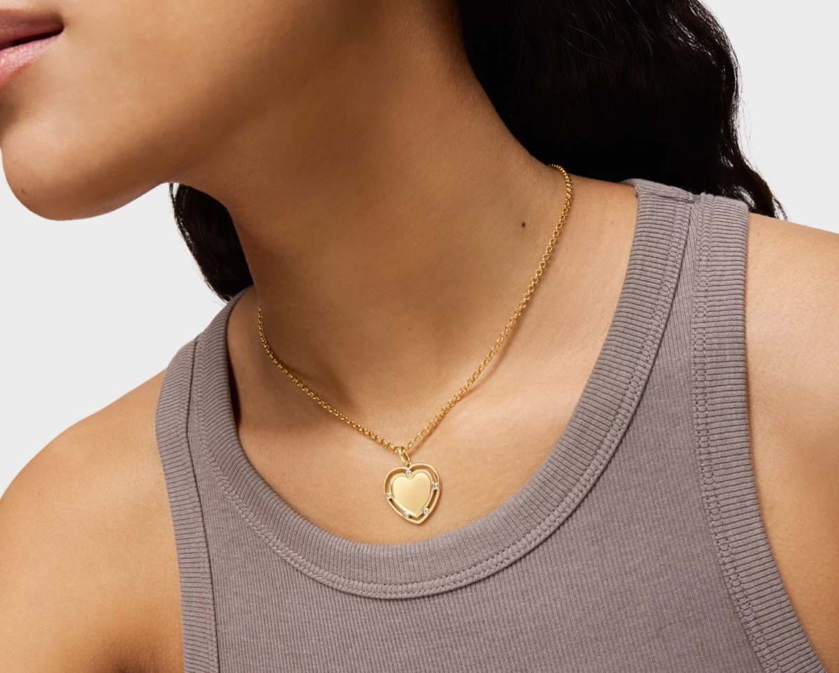 Colgante corazón con baño de oro 18 kt sobre plata y topacios Medallions de TOUS