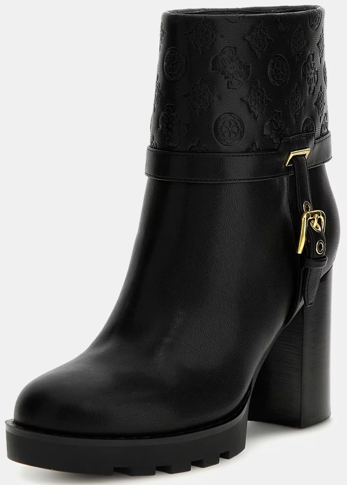 Las botas con tacón en color negro Neadla con logotipo 4G y peony de Guess
