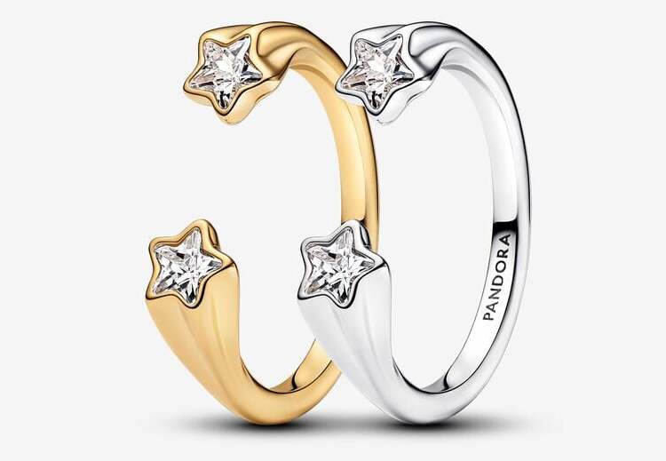 El conjunto de regalo anillos de estrellas fugaces en Pandora