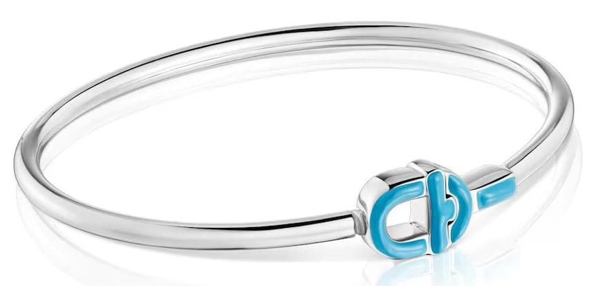 Pulsera esclava Manifesto de plata y motivo en azul Tous