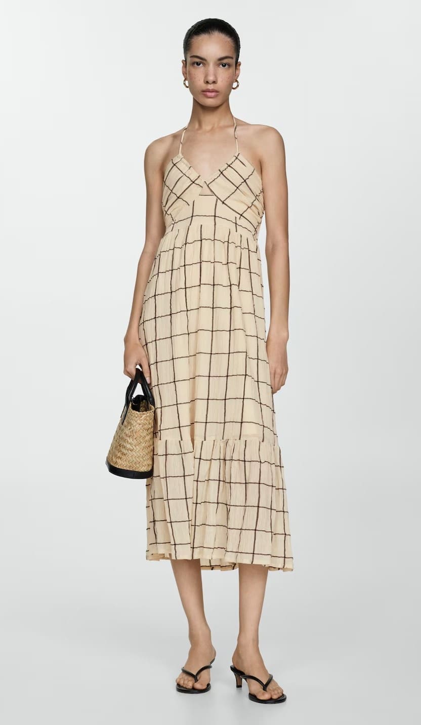 Vestido estampado tirantes de Mango