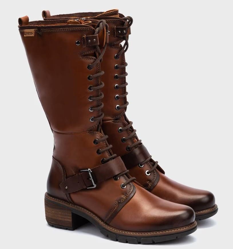 Botas de piel con cordones y cremallera lateral