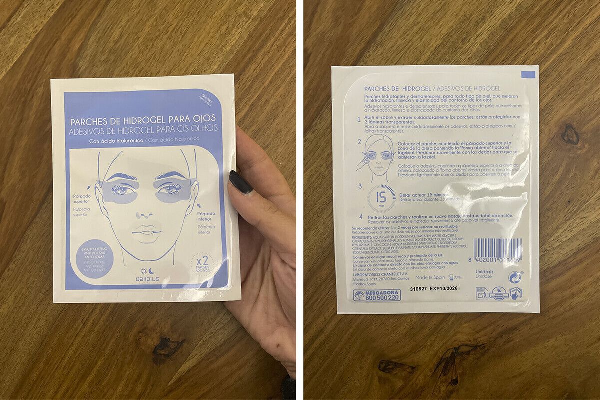 Parches para ojos de hidrogel con ácido hialurónico Deliplus de Mercadona
