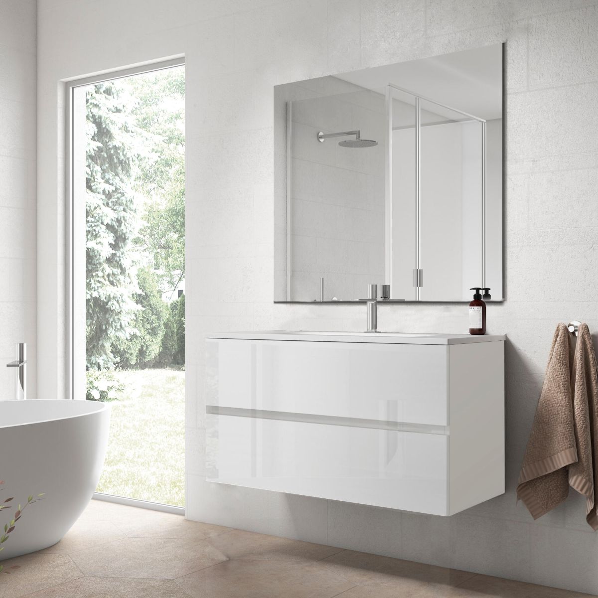 Mueble de baño con lavabo y espejo Zoe de Leroy Merlin