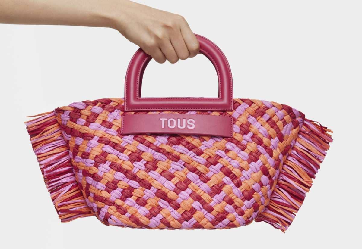 Capazo de rafia mediano fucsia TOUS Dora