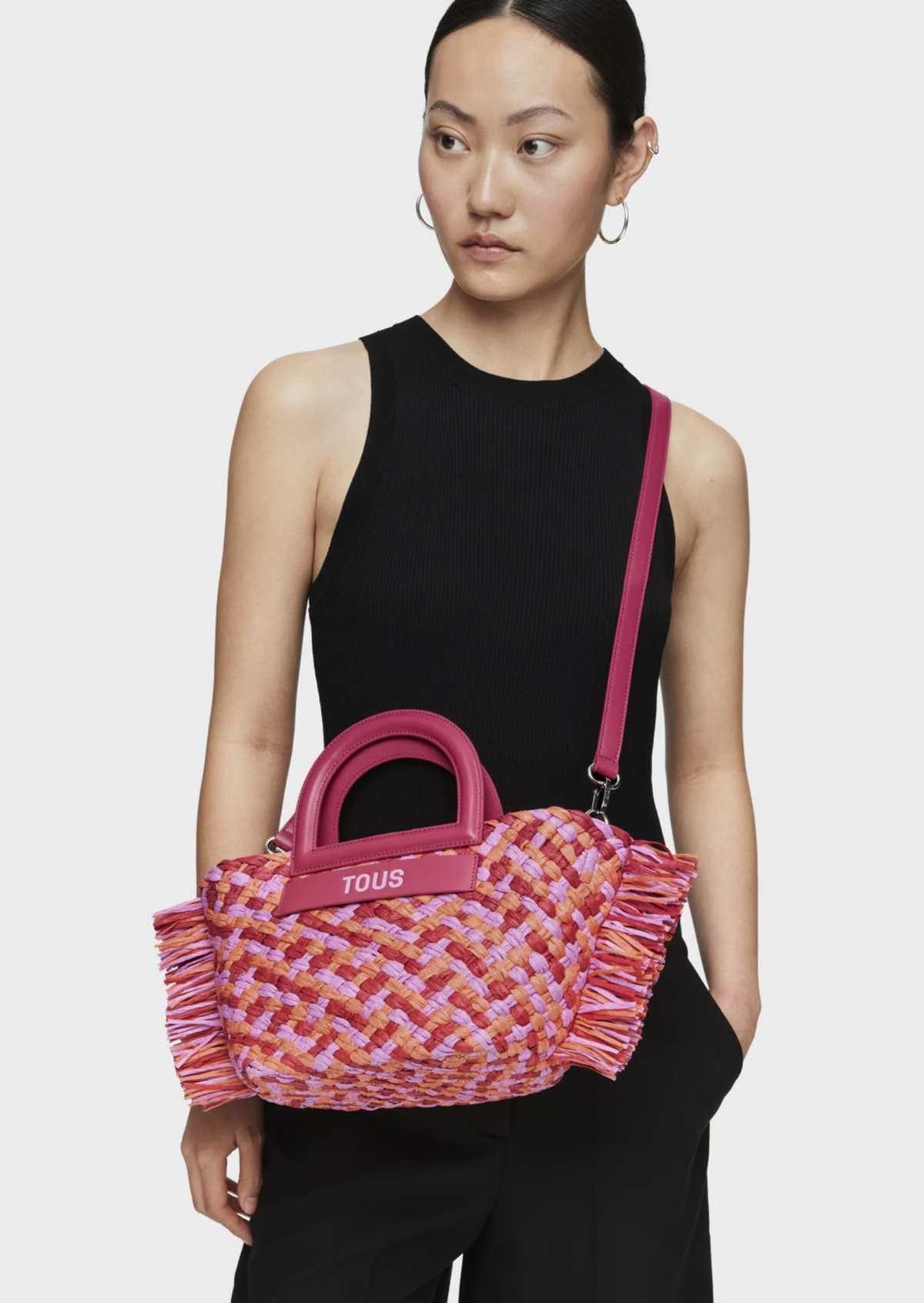 Capazo de rafia mediano fucsia TOUS Dora