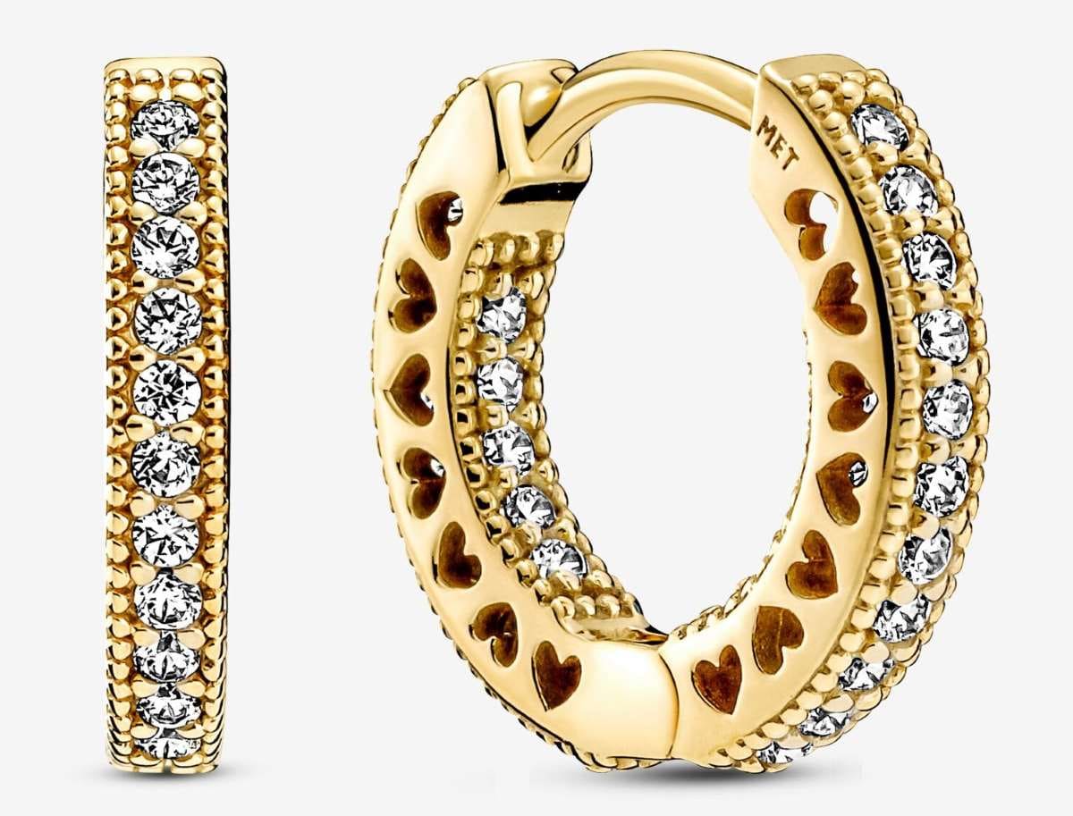 Pendientes de Aro Corazón en Pavé de Pandora