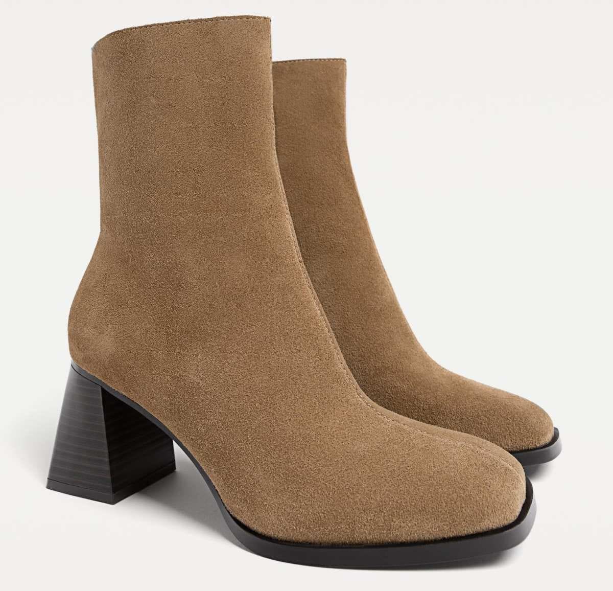 Botines tacón serraje de Stradivarius