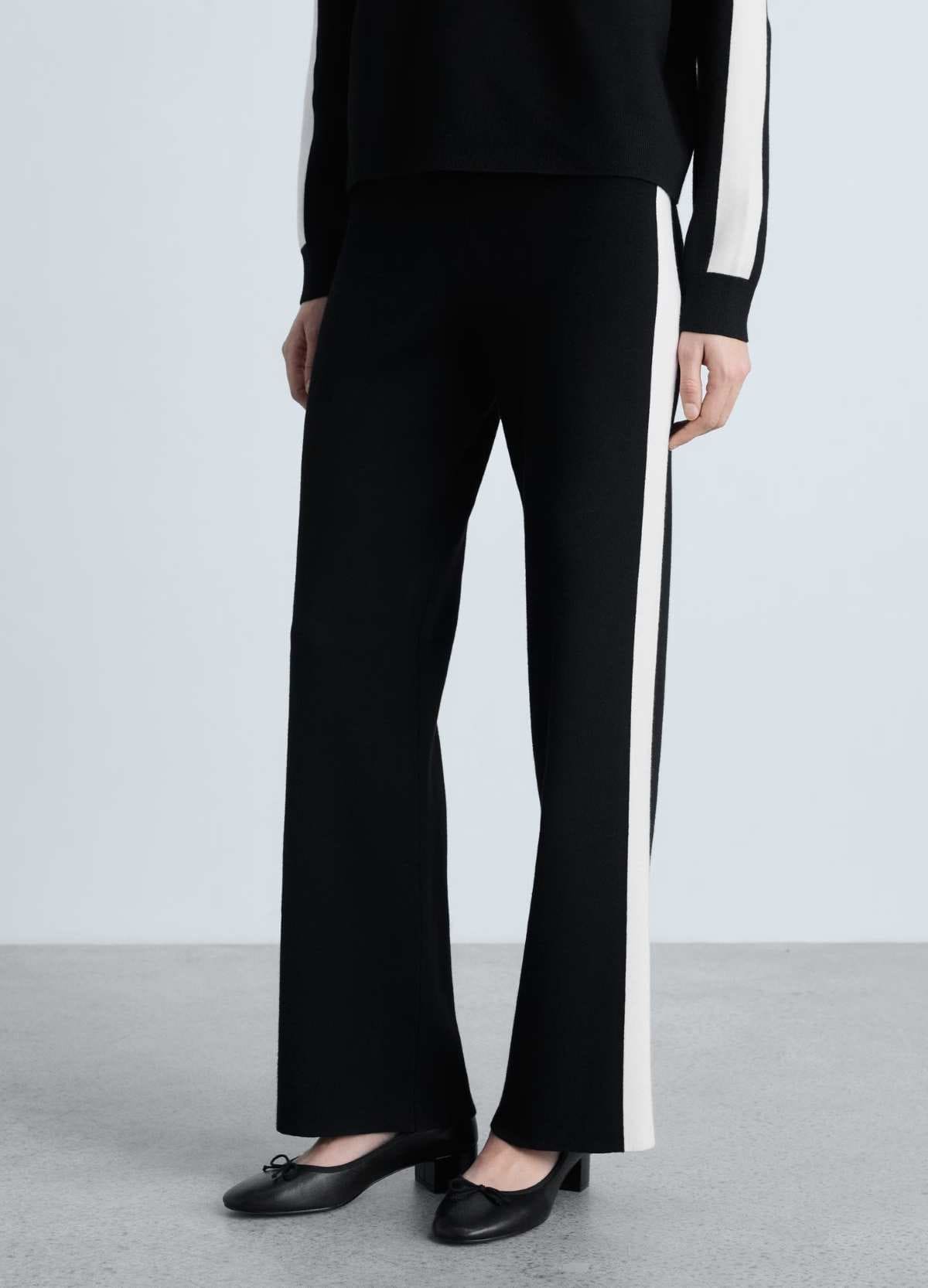 Pantalón punto raya contraste de Mango