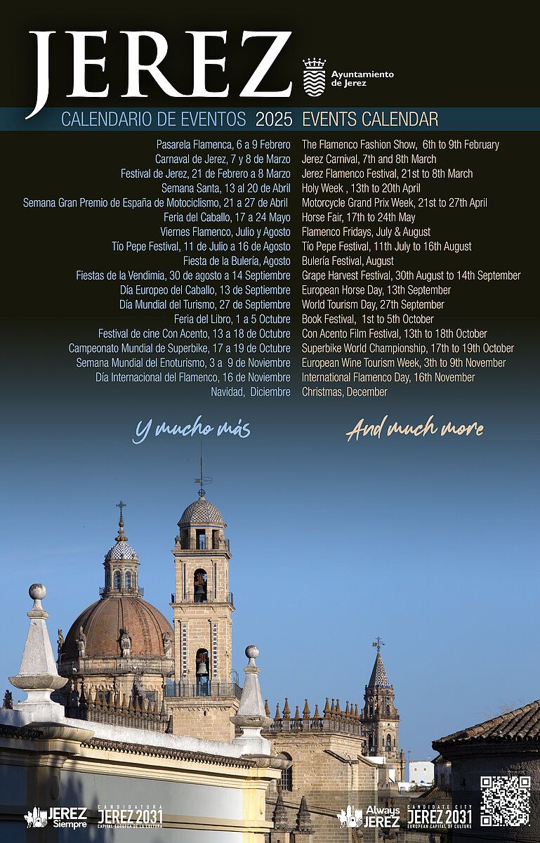 Cartel del Calendario de Eventos de Jerez en 2025