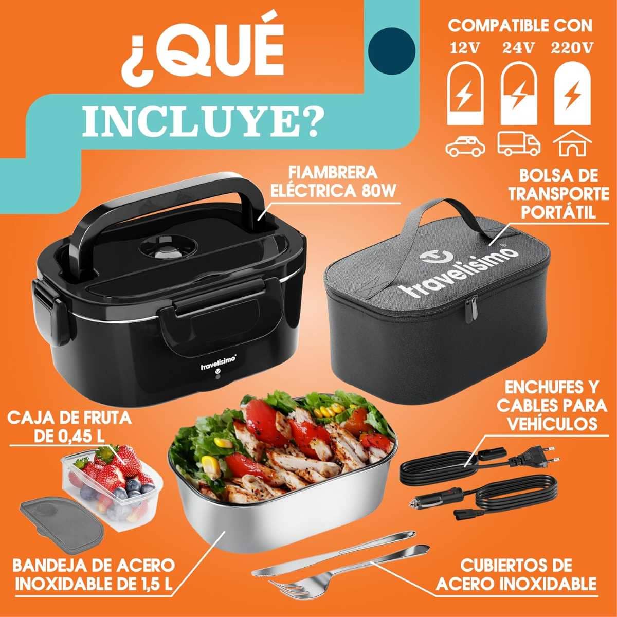 TRAVELISIMO Fiambrera Electrica de Amazon