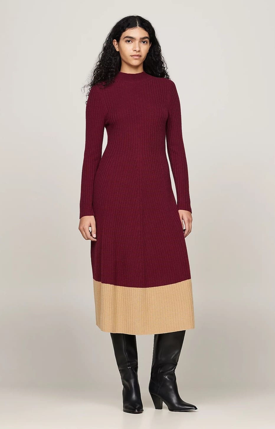 Vestido jersey midi slim con cachemira de Tommy Hilfiger