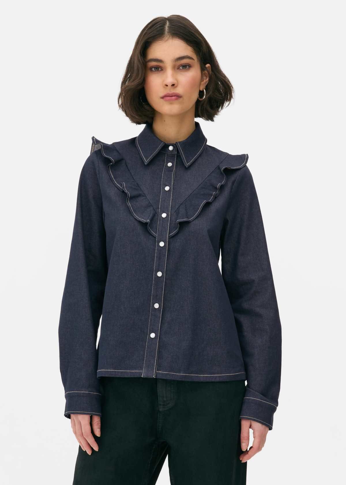 Blusa de cambray con volante de Primark