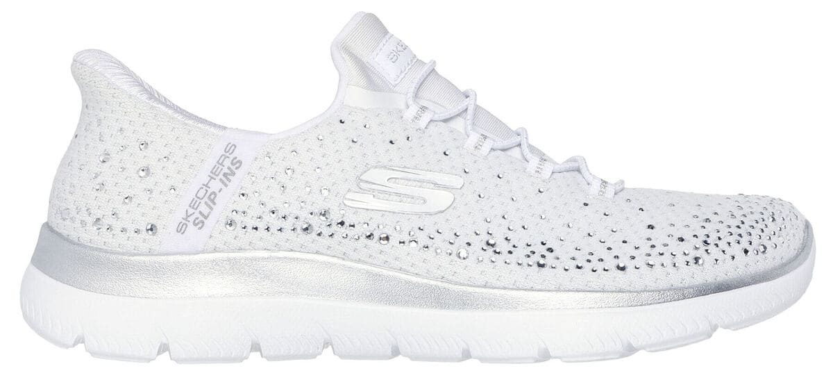 Las nuevas zapatillas Skechers Slip-ins: Summits Brilliant Shine en color blanco