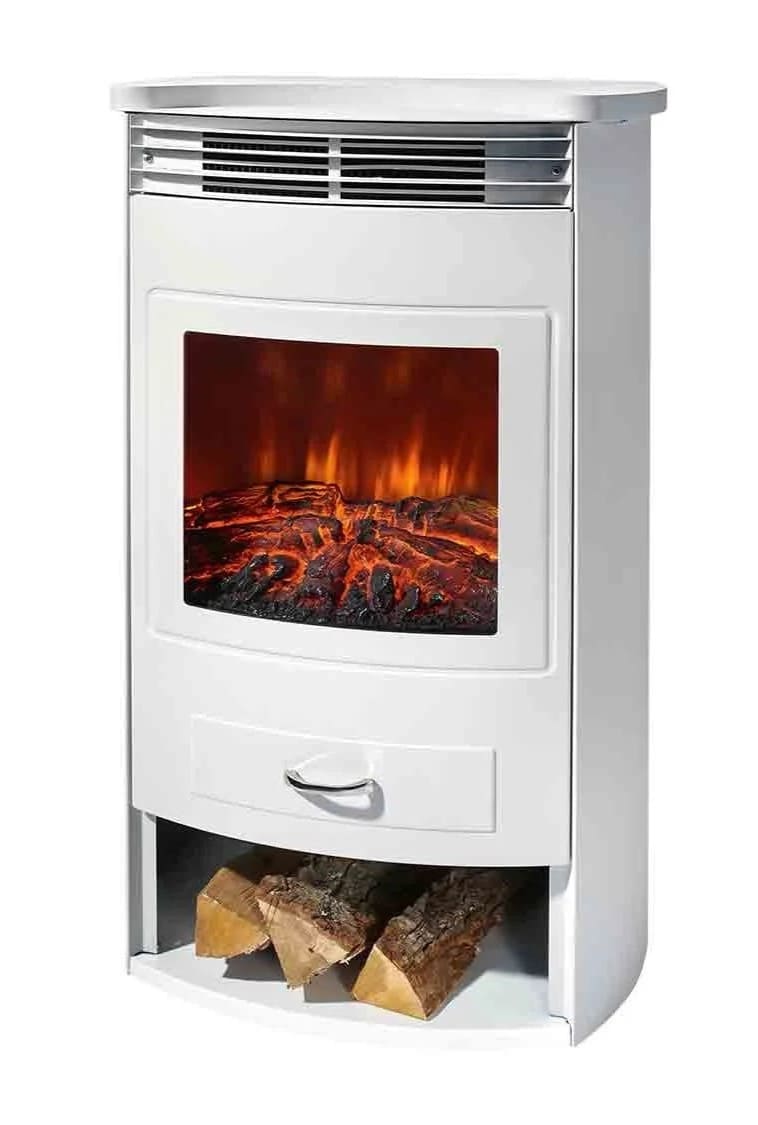 Chimenea eléctrica de 1900 W con compartimiento de almacenamiento