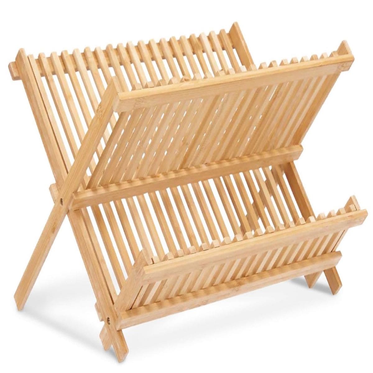 Escurreplatos plegable de bambú