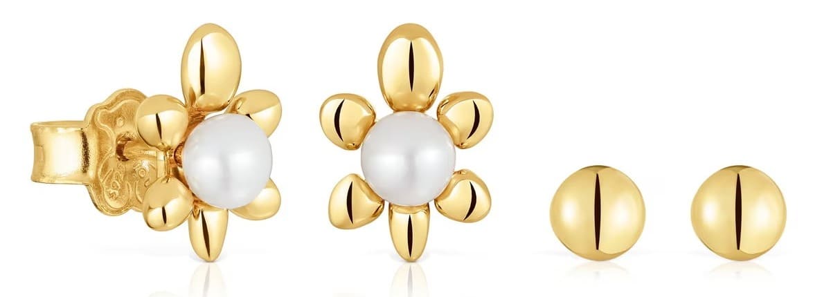 El nuevo pack de pendientes con baño de oro 18 kt sobre plata motivo tortuga Virtual Garden de Tous