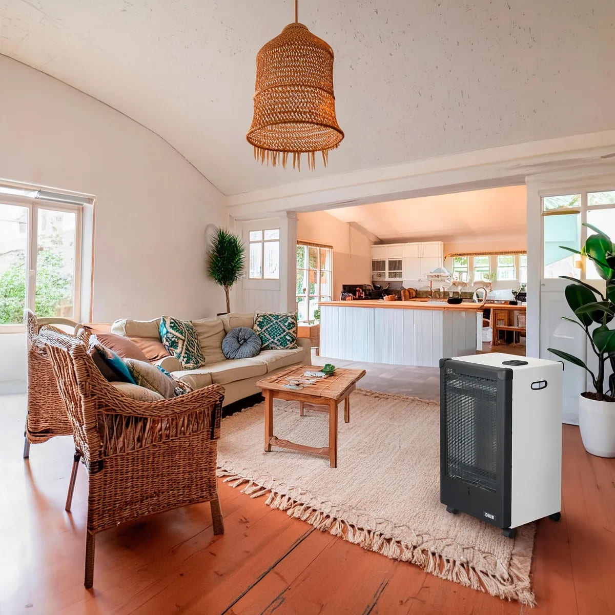 La nueva estufa de gas con llama azul HJM 4,2 Kw blanca de Leroy Merlin