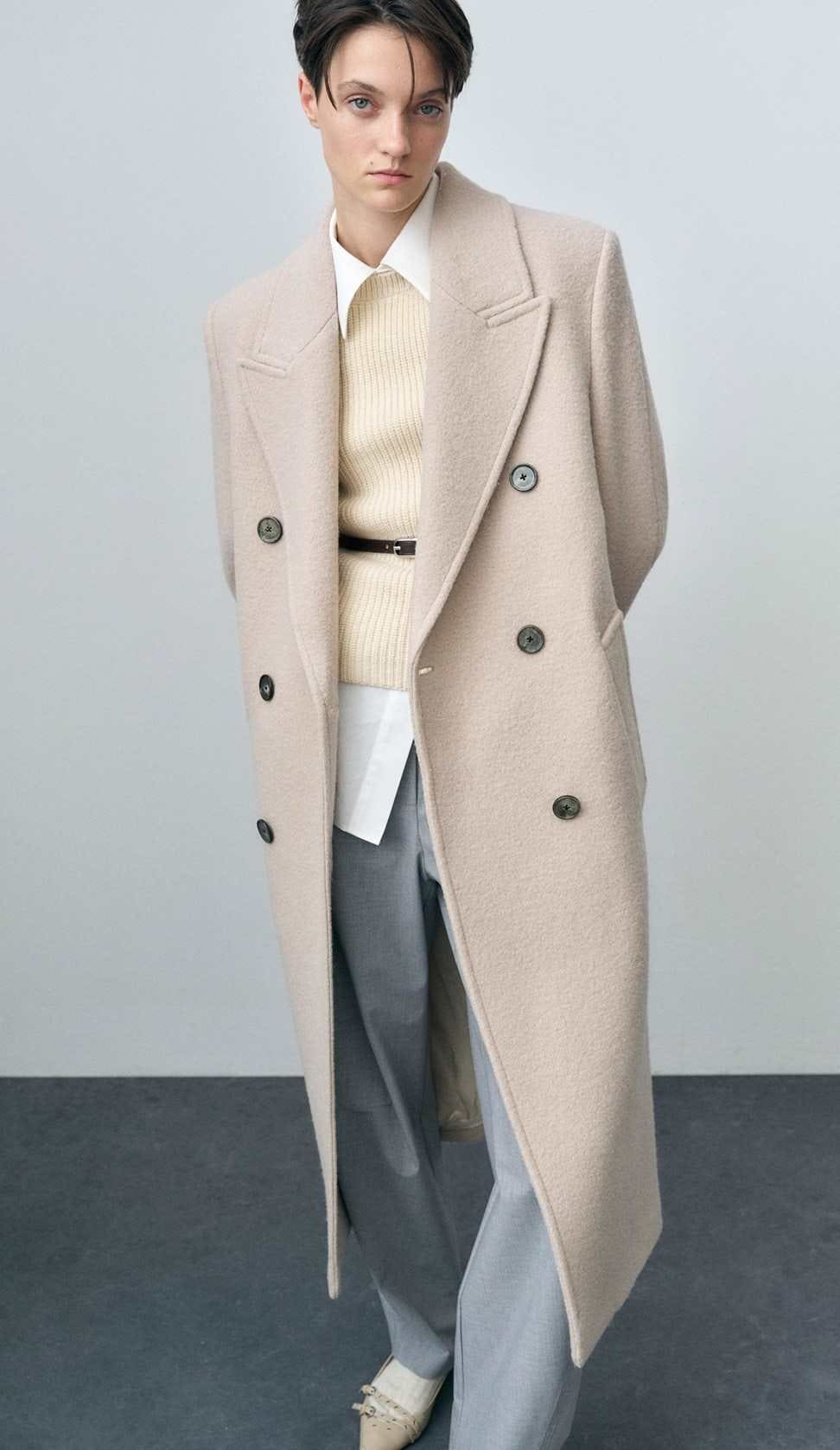 Abrigo lana virgen estructura de Mango