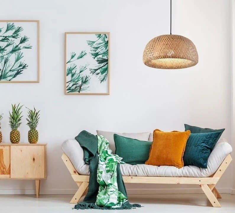 Lámpara colgante de mimbre Hanna