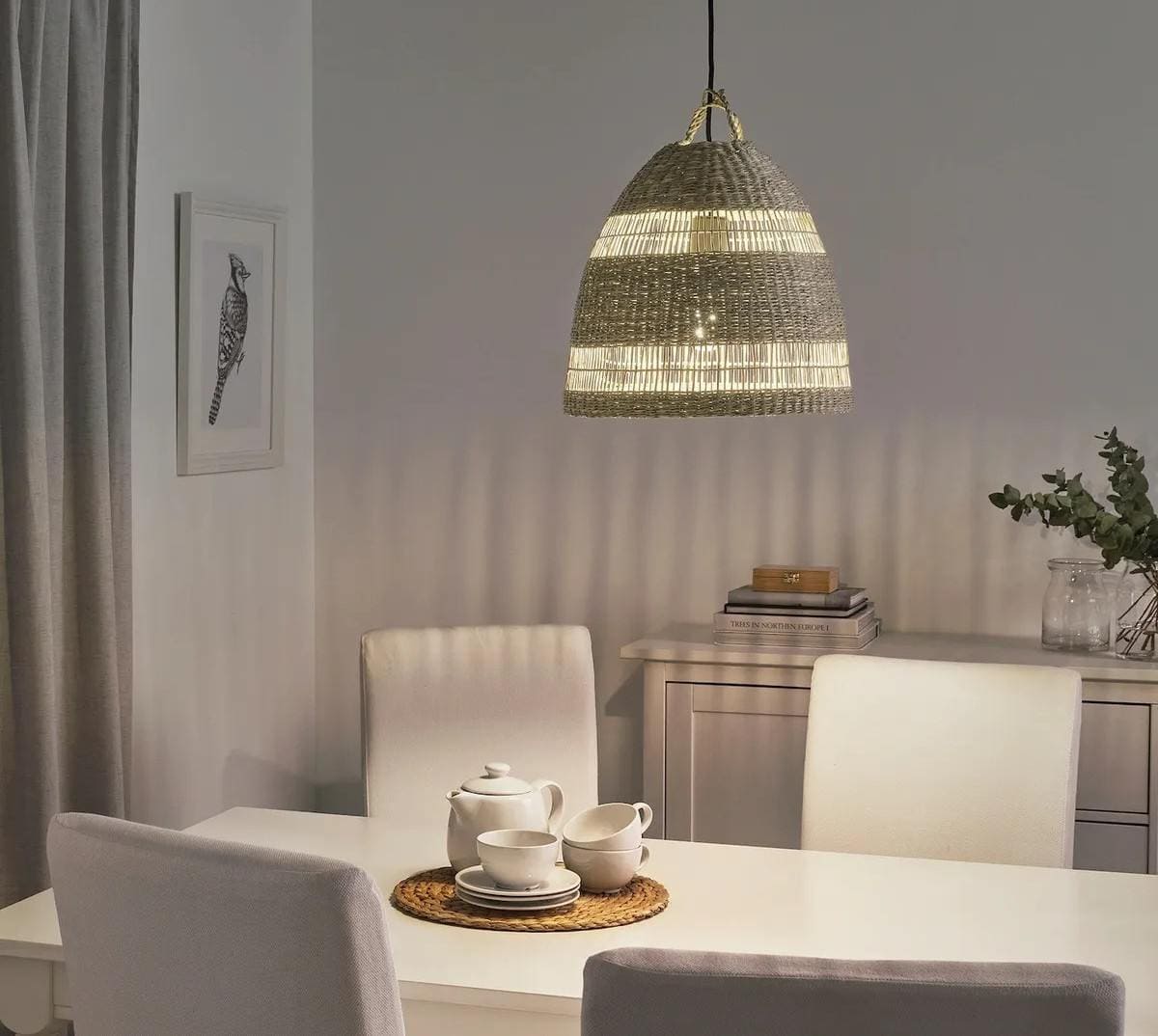Lámpara colgante de mimbre Ikken