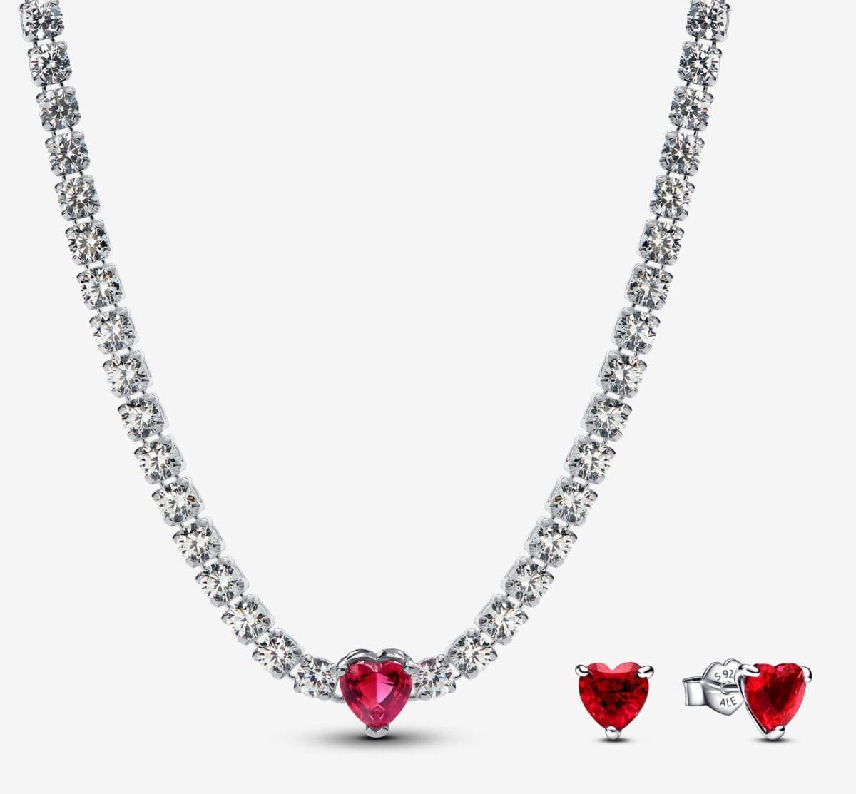 Conjunto de Regalo Choker y Pendientes Corazón Rojo de Pandora