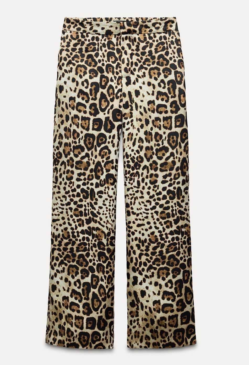 Pantalón satinado estampado animal de Zara