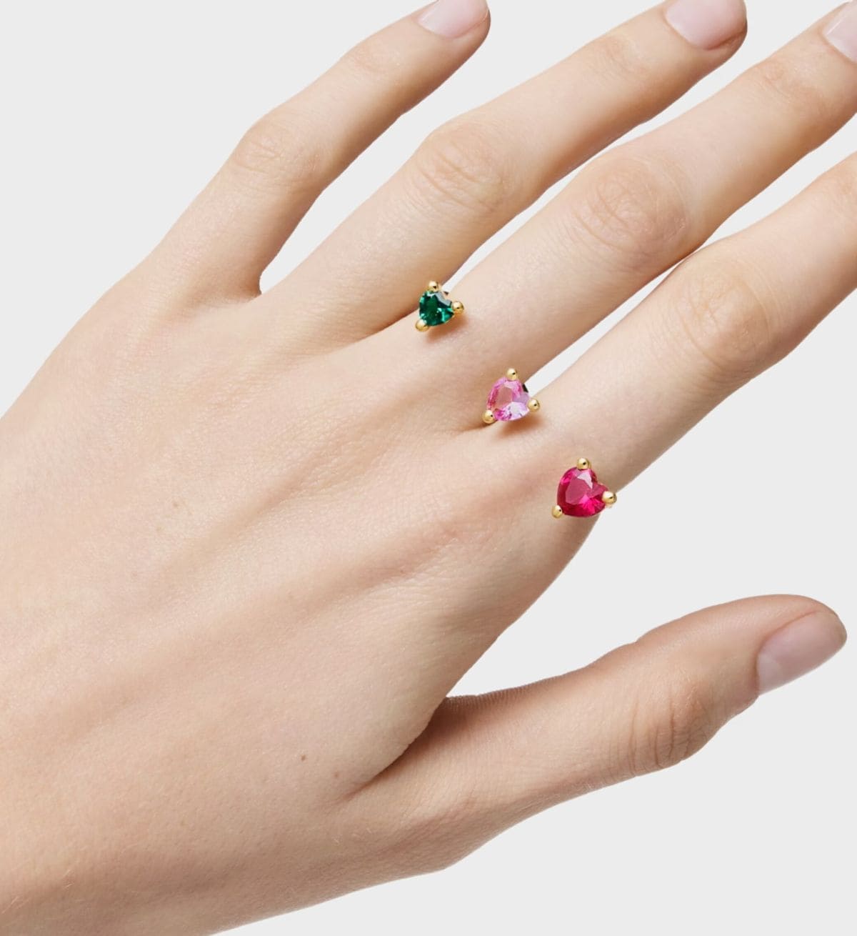 Anillo abierto doble con baño de oro 18 kt sobre plata y gemas creadas en laboratorio Garden Of Love LGG de TOUS