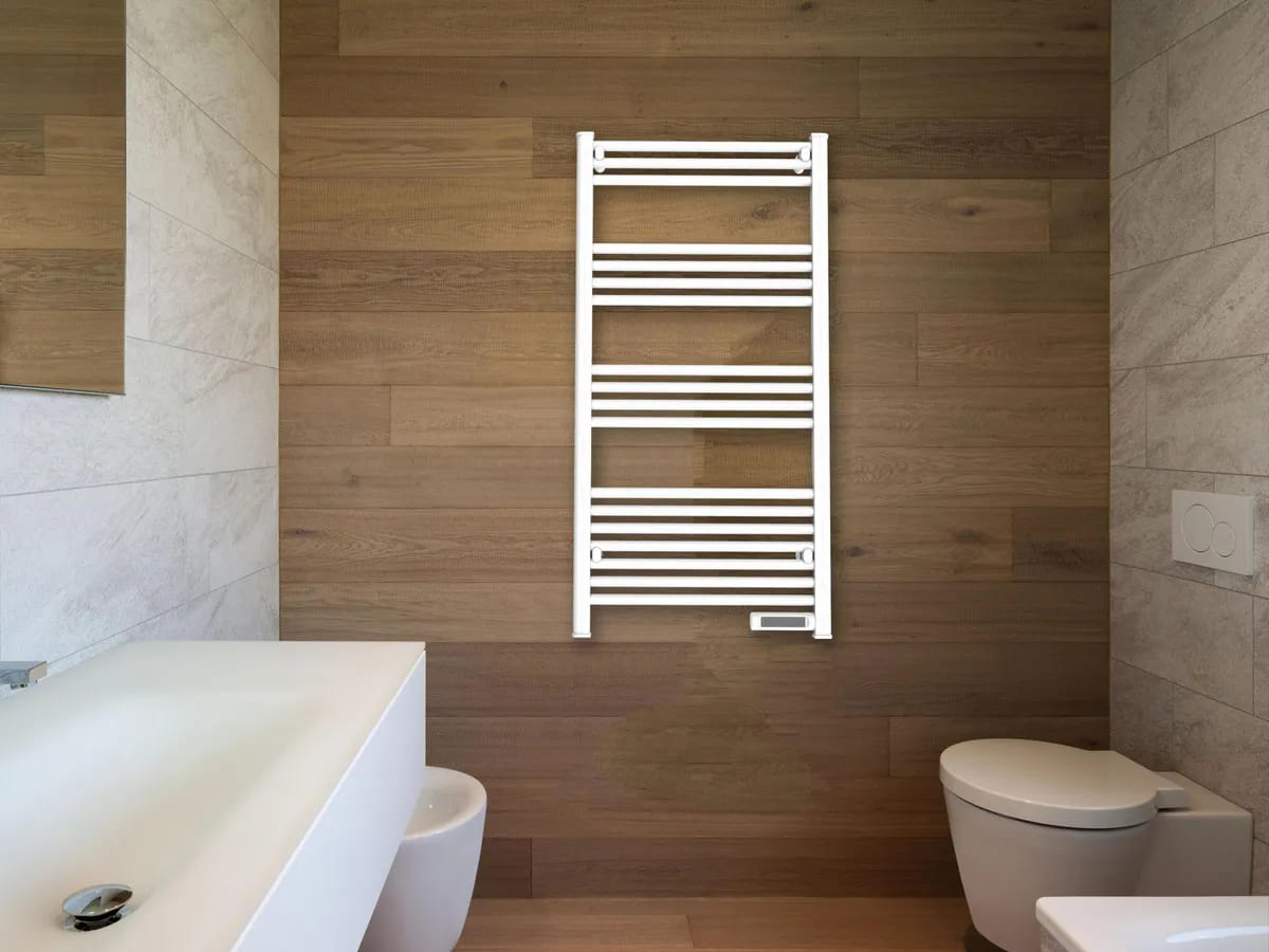 El radiador toallero eléctrico NTW con 500 W blanco de Leroy Merlin