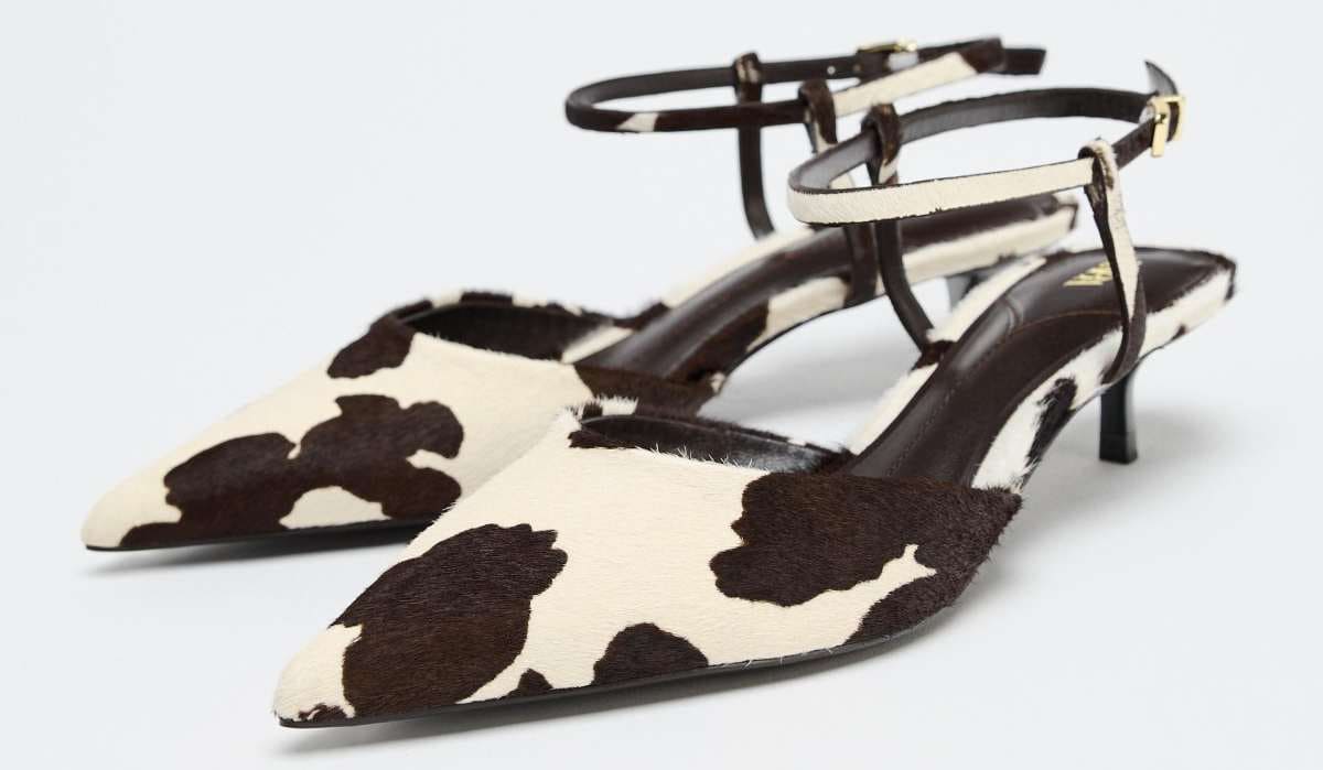 Destalonado tacón piel con pelo de Zara