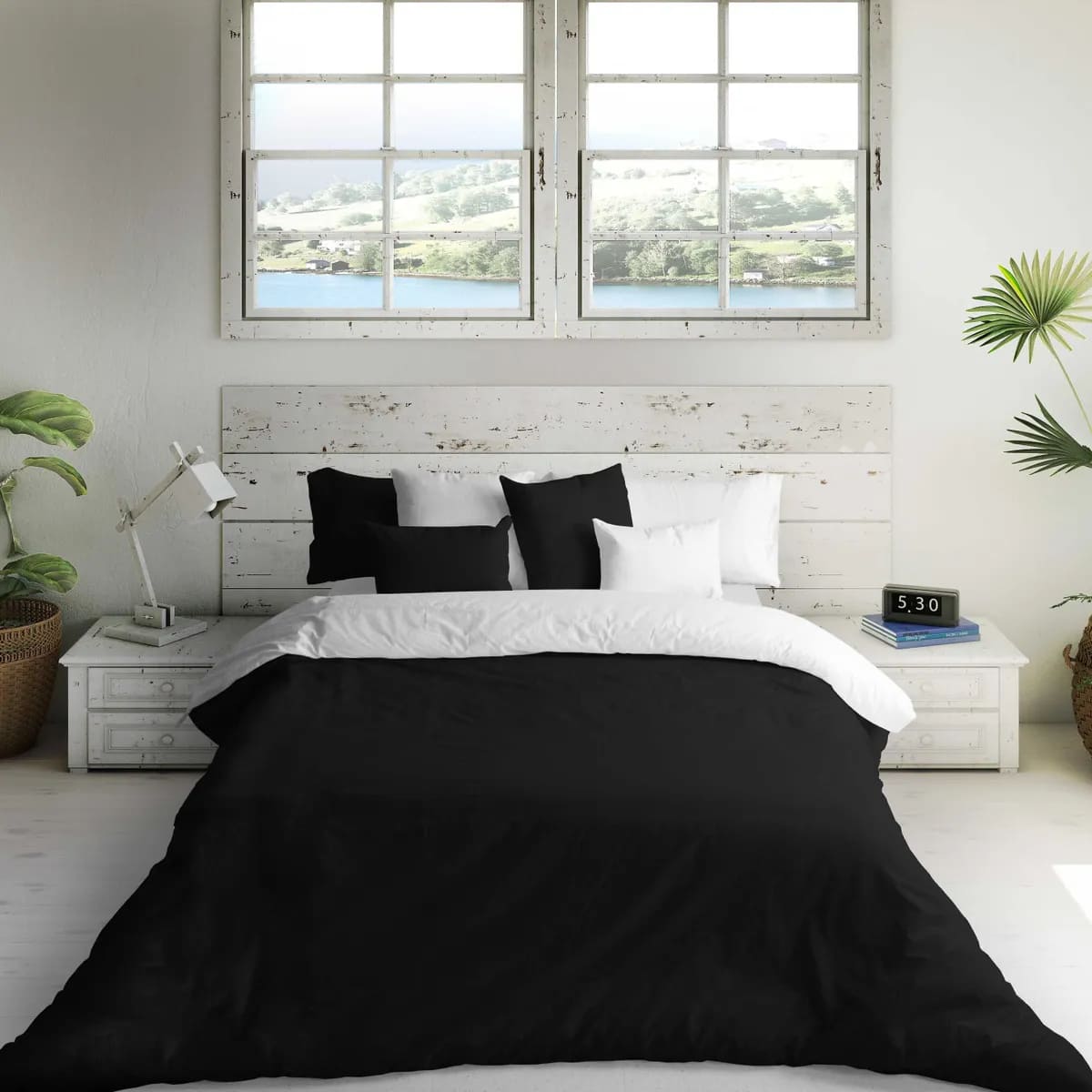 La funda nórdica Naturalis reversible negra y blanca de Leroy Merlin