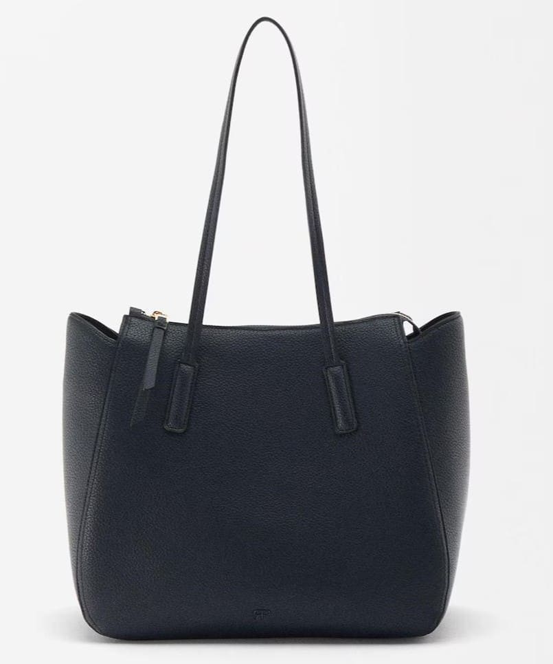 Bolso de hombro estilo shopper con cierre de cremallera en liso