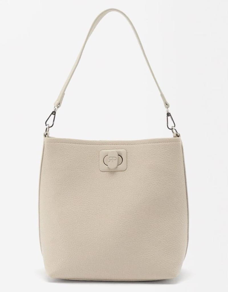 Bolso de hombro multiposición con cierre de botón en liso