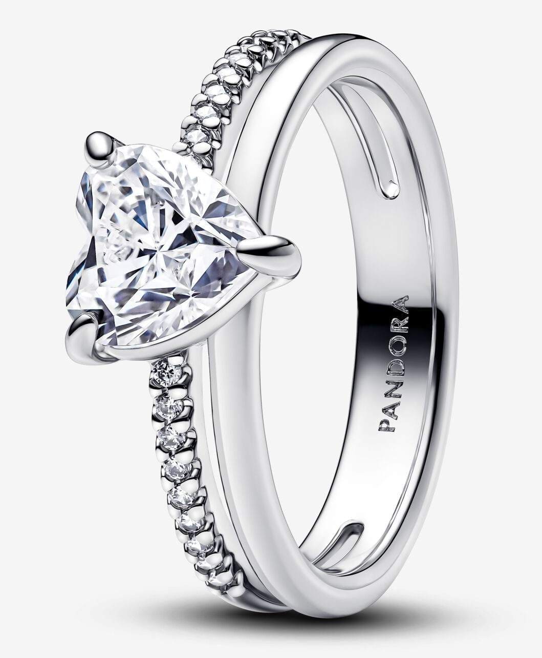 Anillo Corazón Doble Banda de Pandora