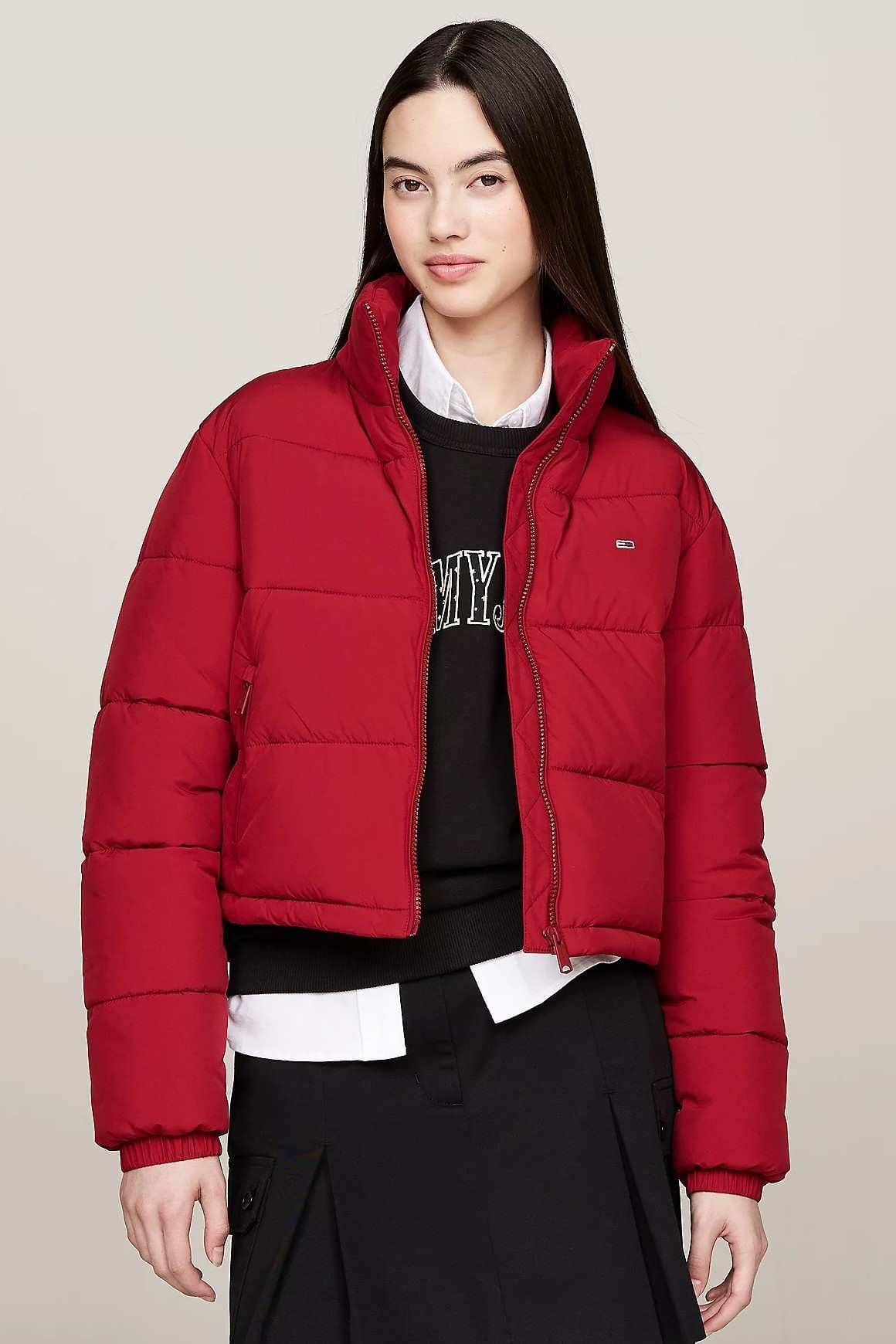 Chaqueta acolchada cropped con cremallera de Tommy Hilfiger