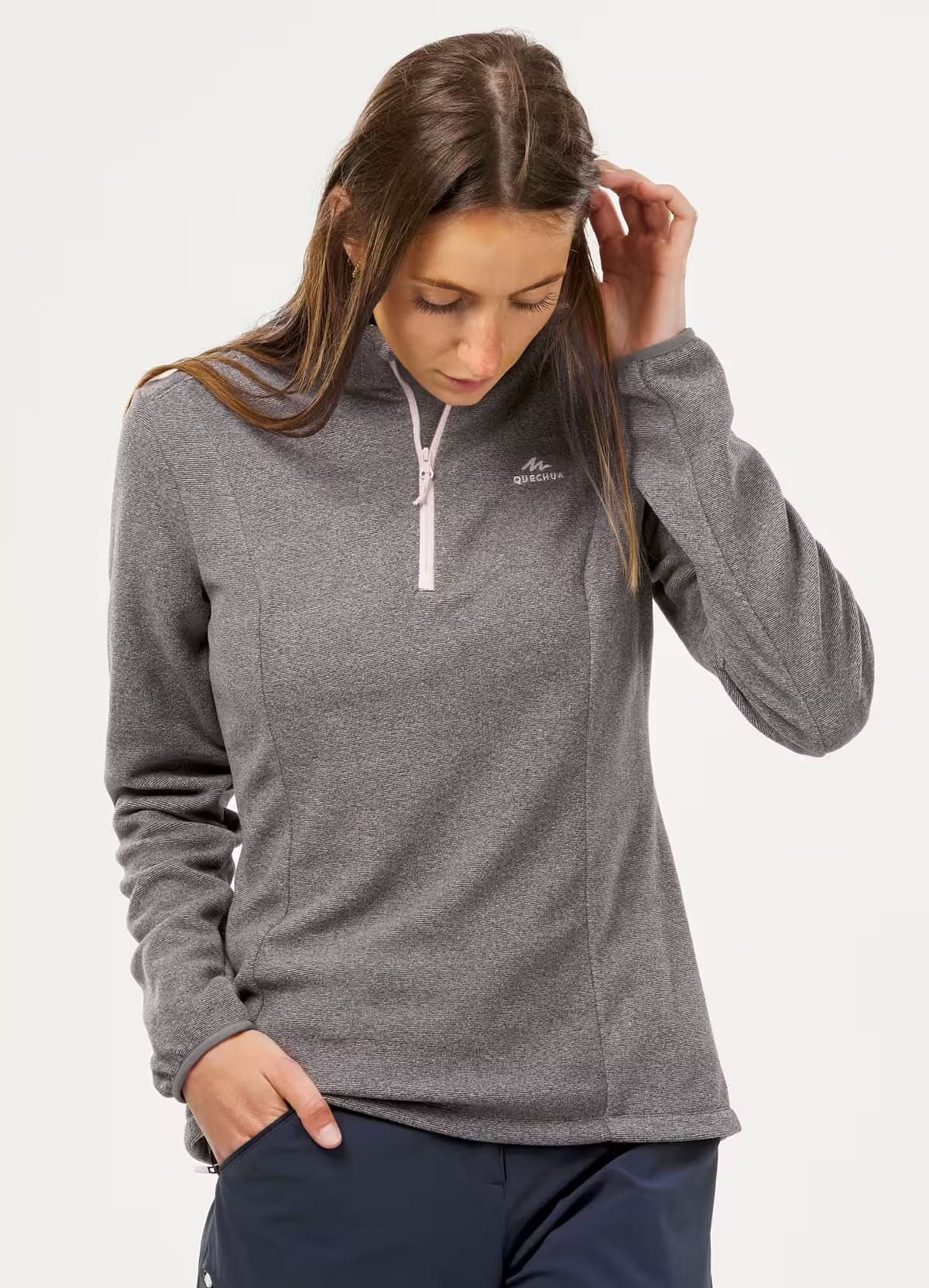 El forro polar de montaña y trekking media cremallera Quechua MH100 en Decathlon