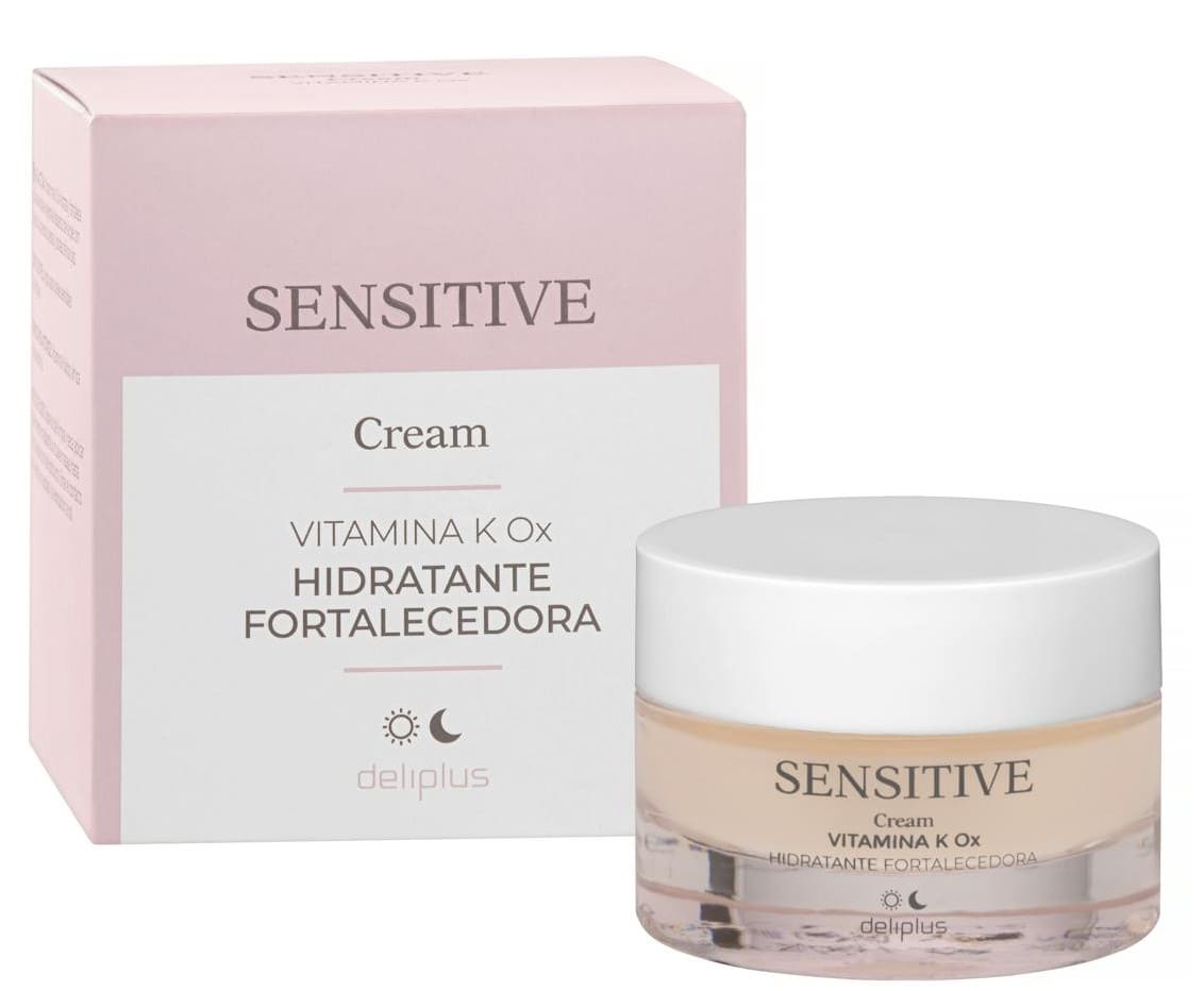 Crema facial hidratante y fortalecedora Deliplus Sensitive con vitamina K Ox