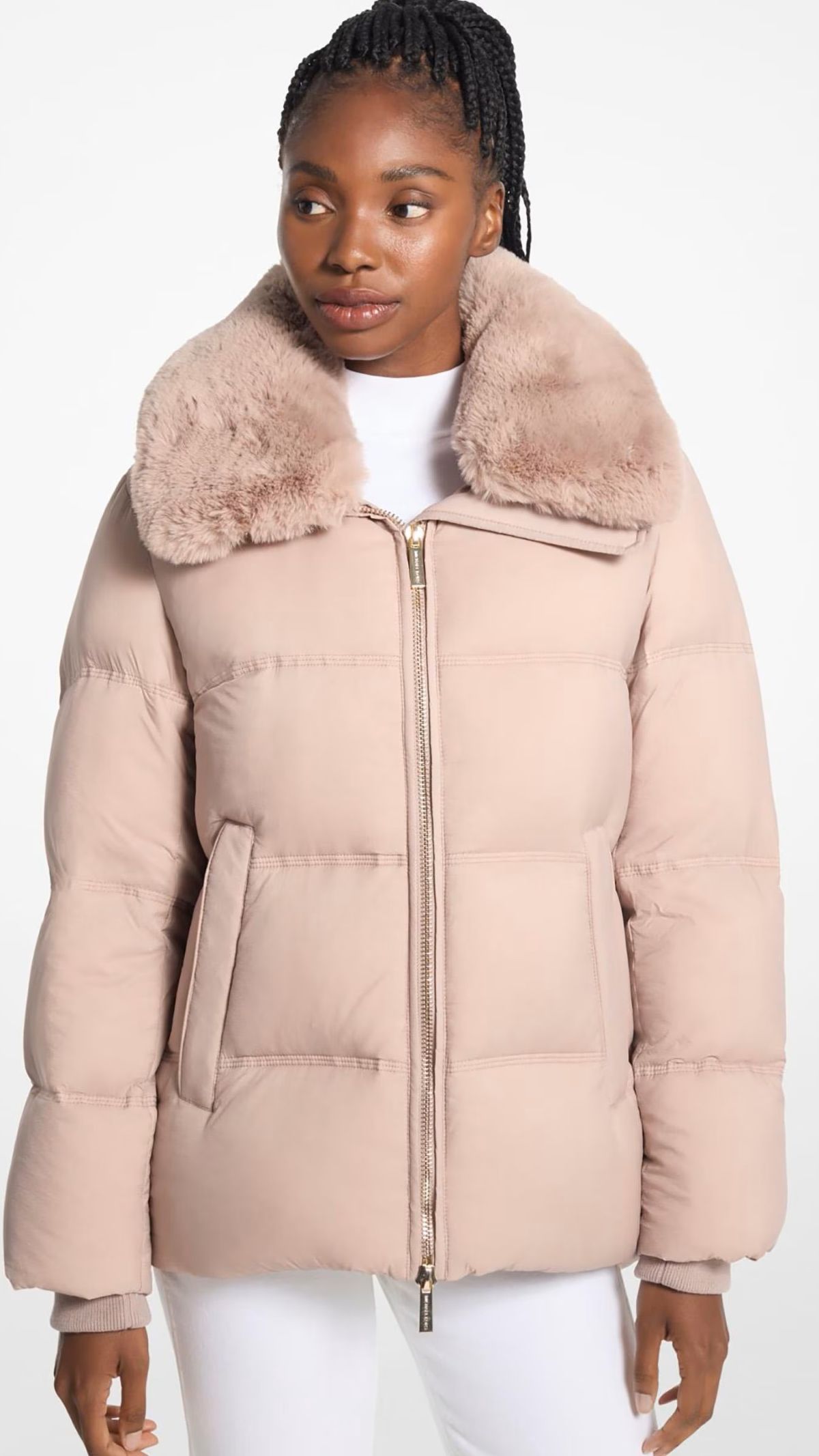 Abrigo plumífero con cuello de pelo Michael Kors de El Corte Inglés