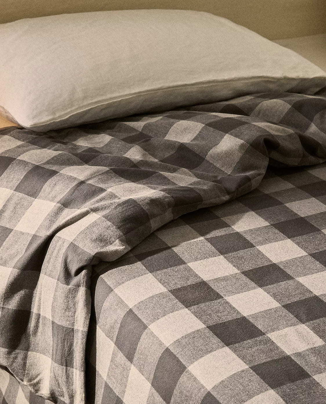 Funda nórdica de franela con estampado de cuadros (2)