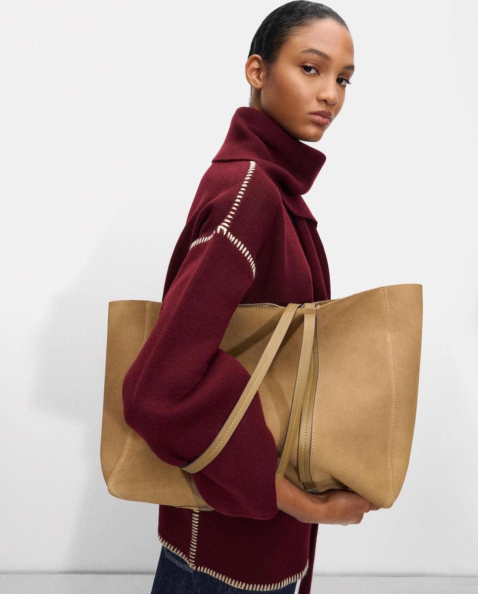 Bolso de hombro estilo shopper de piel con cierre imantado y neceser extraíble